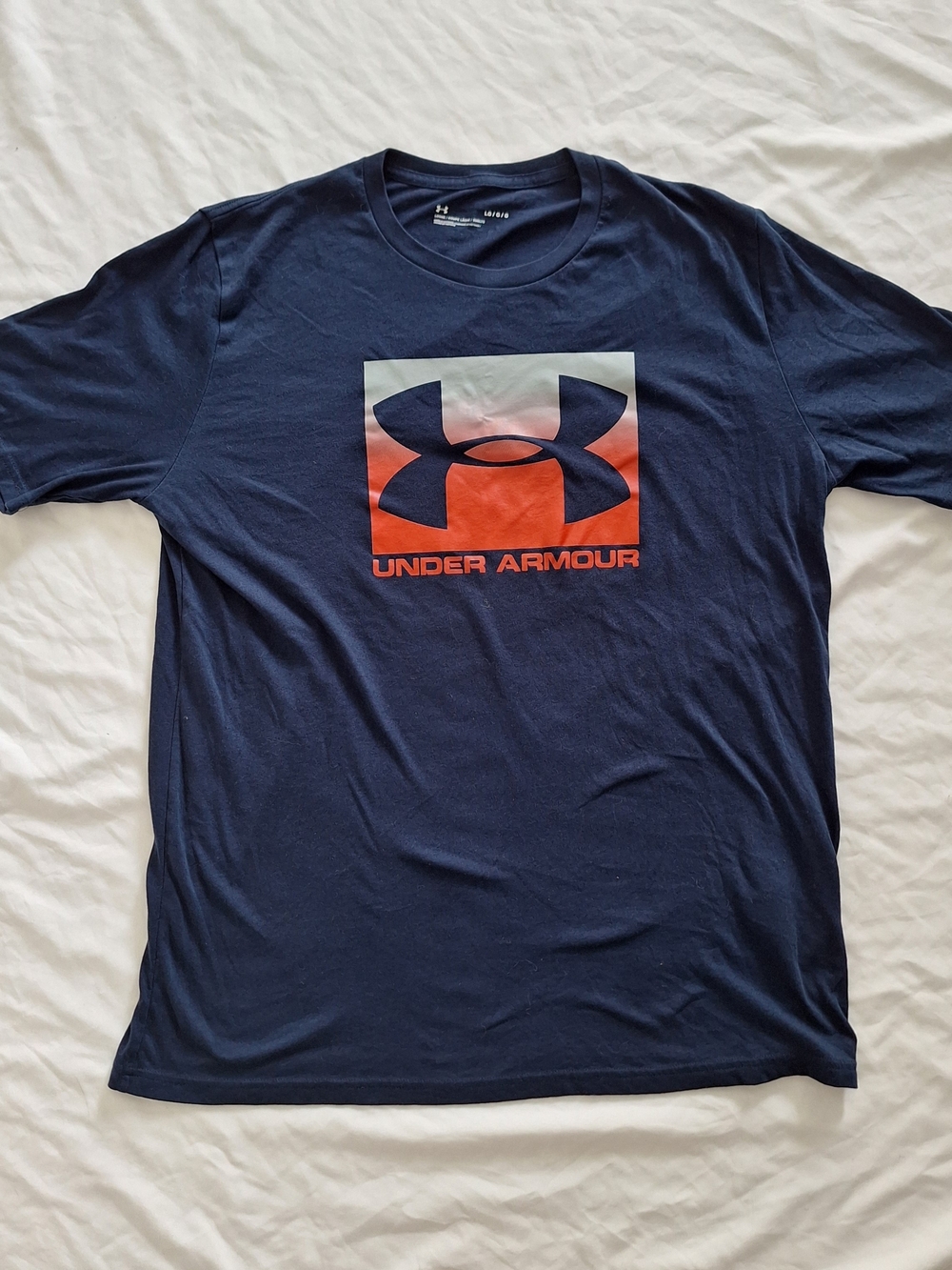 Under Armour HeatGear XL Loose Navy Red Logo T-Shirt Mens
